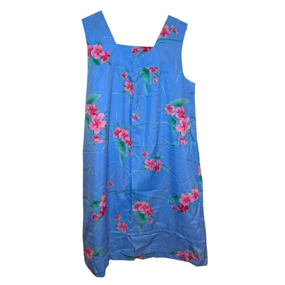 Vintage Hale O'Lika Fashions Size Large Made in Hawaii Blue Pink Floral Dress - Picture 4 of 7